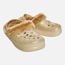 Pineapple Girls Fur Lined Clog Slippers Gold