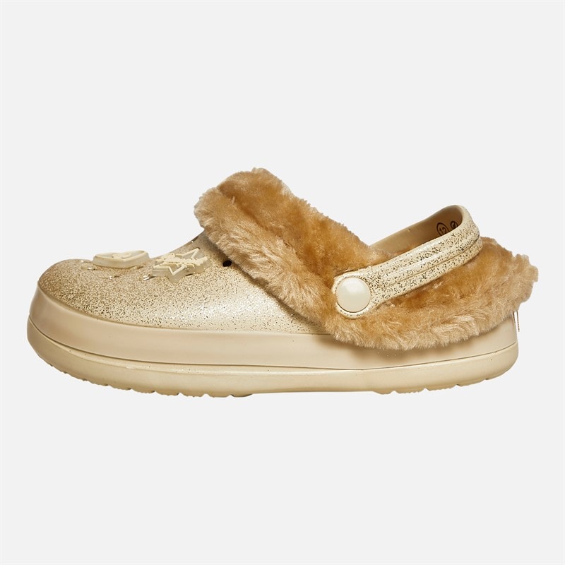 Pineapple Girls Fur Lined Clog Slippers Gold - Image 2