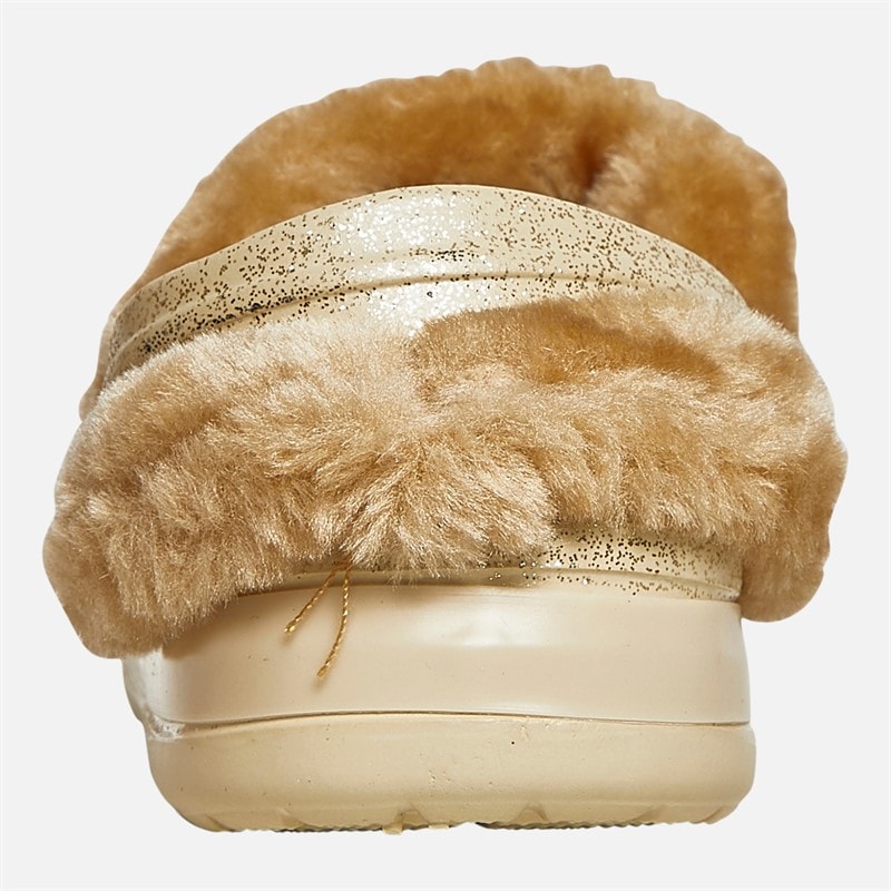 Pineapple Girls Fur Lined Clog Slippers Gold - Image 4