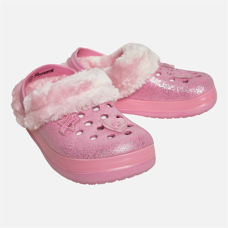 Pineapple Girls Fur Lined Clog Slippers Pink - Image 1