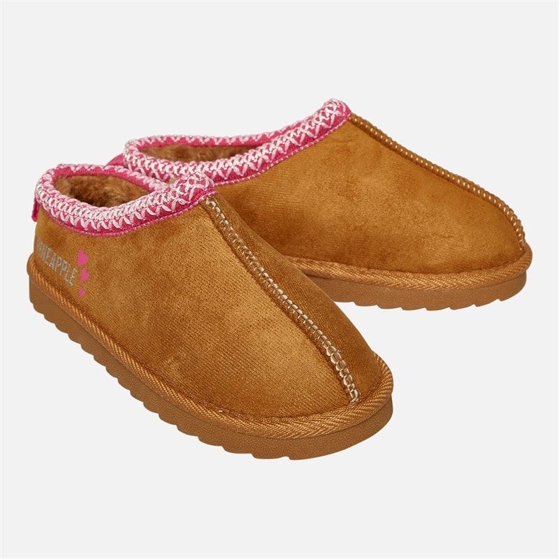 Pineapple Junior Girls Huggy Slippers Chestnut Micro - Image 1