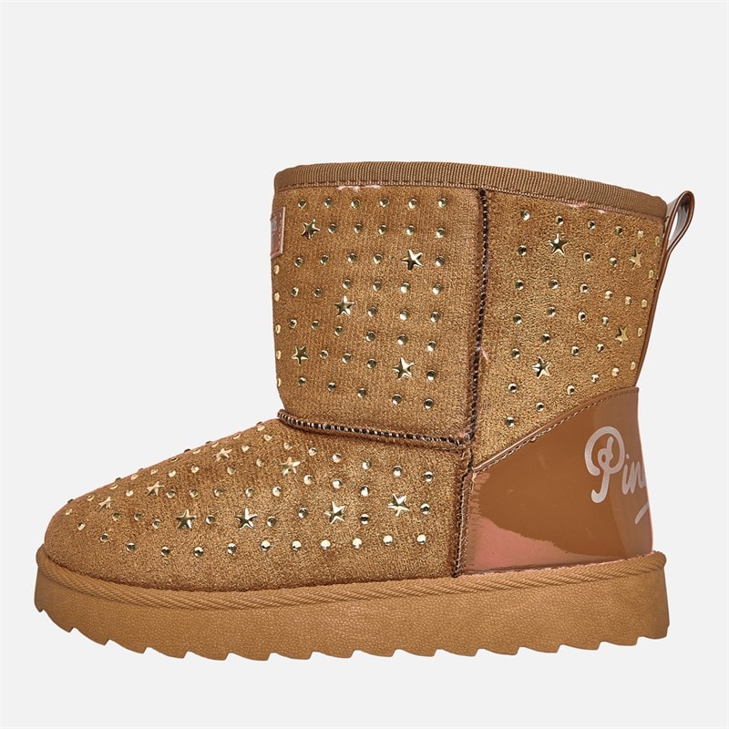 Pineapple Junior Girls Star Huggy Boots Chestnut - Image 1
