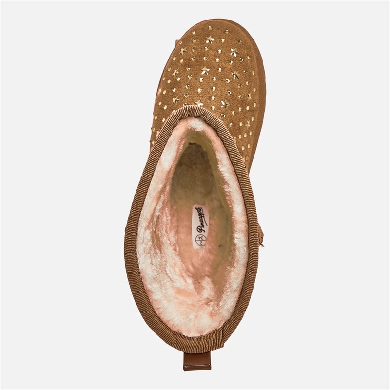 Pineapple Junior Girls Star Huggy Boots Chestnut - Image 4