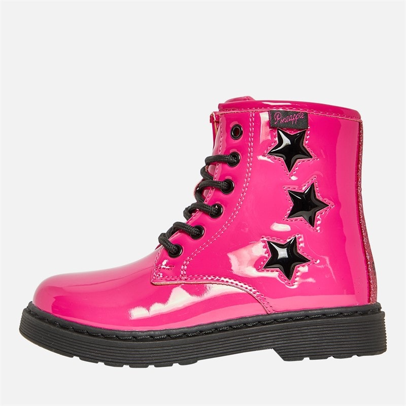 Pineapple Infant Girls Star Boots Pink Patent - Image 1