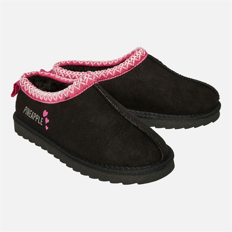 Pineapple Junior Girls Huggy Slippers Black Micro - Image 1