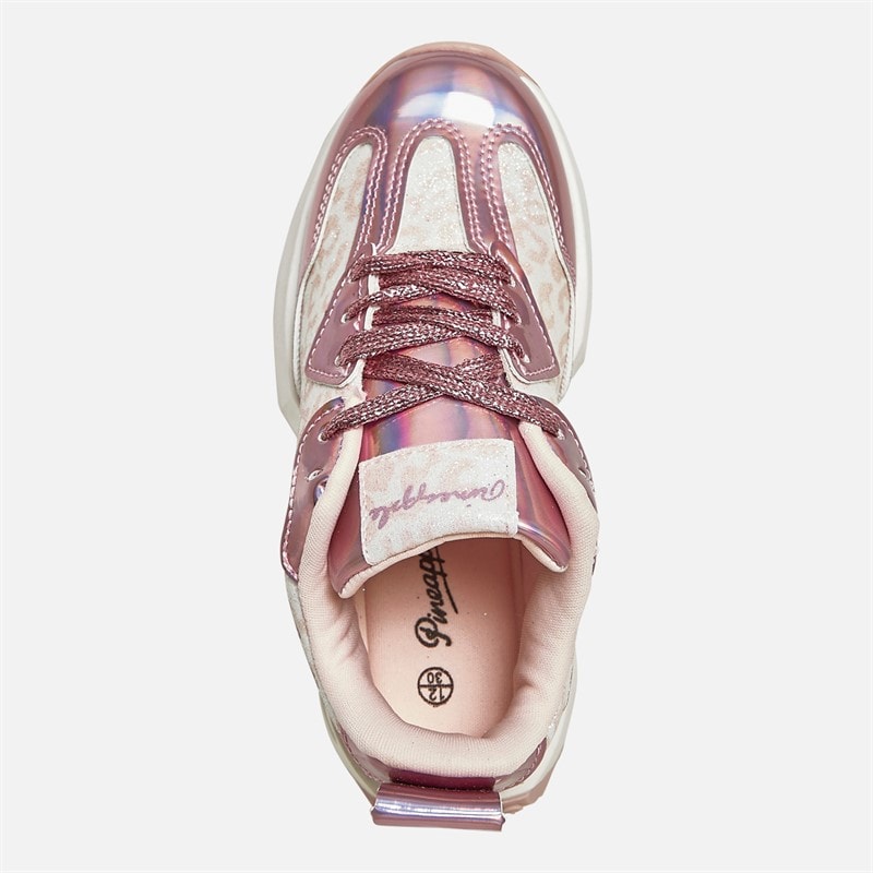 Pineapple Junior Girls Leopard Trainers Pink Leopard - Image 4