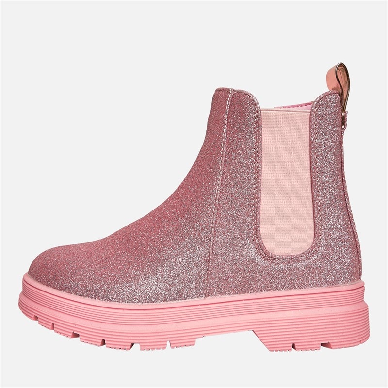 Pineapple Junior Girls Glitter Chelsea Boots Pink Fuschia Glitter - Image 1