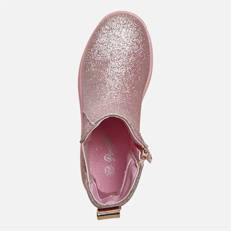 Pineapple Junior Girls Glitter Chelsea Boots Pink Fuschia Glitter - Image 4