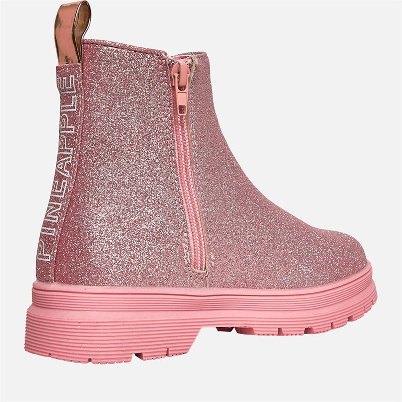Pineapple Junior Girls Glitter Chelsea Boots Pink Fuschia Glitter - Image 5