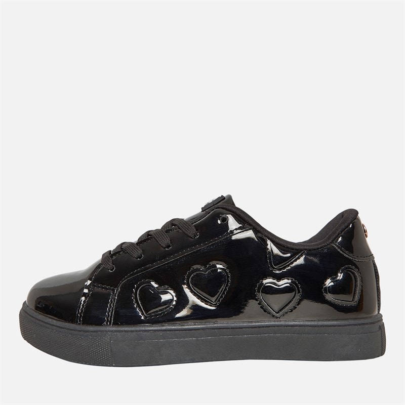 Pineapple Junior Girls Heart Cup Sole Trainers Black Patent - Image 1