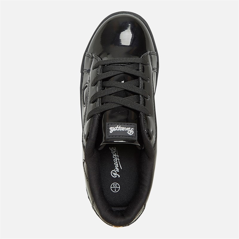 Pineapple Junior Girls Heart Cup Sole Trainers Black Patent - Image 4