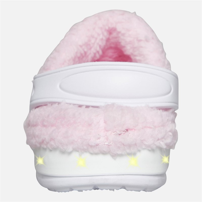 Pineapple Girls Fur Lined Light Up Clog Slippers White/Pink - Image 4