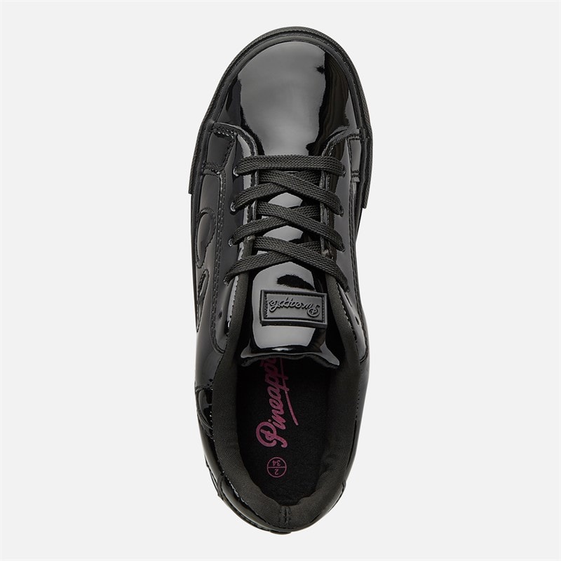 Pineapple Junior Girls Toni Hearts Trainers Black Patent - Image 4