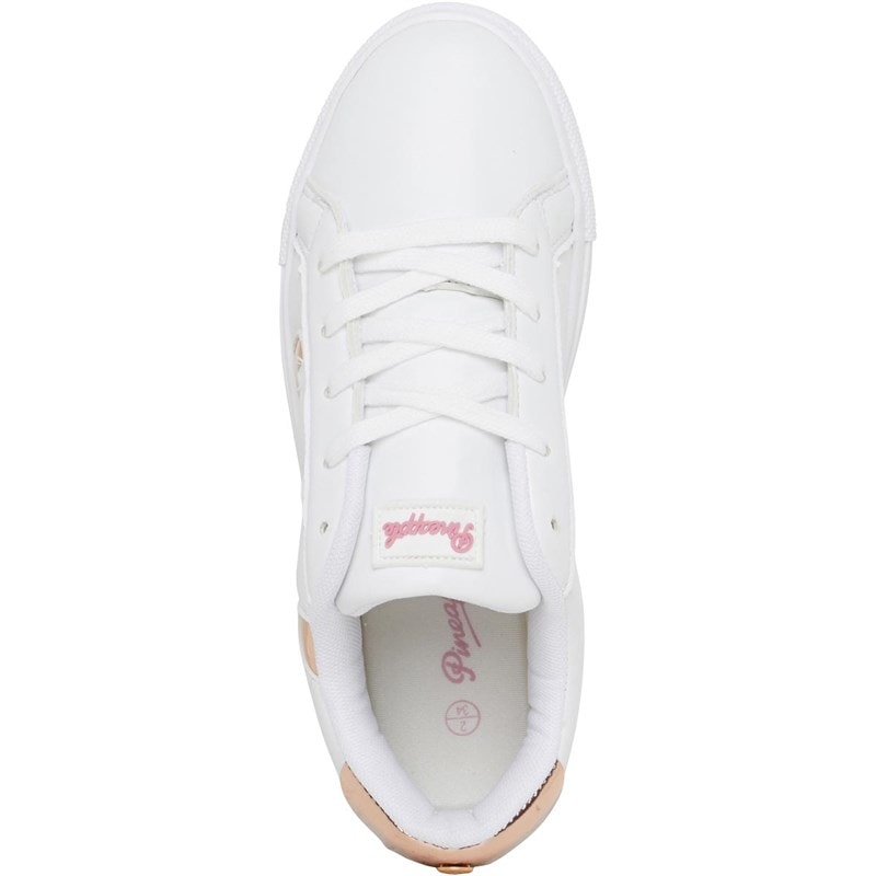 Pineapple Junior Girls Gold Heart Cupsole Lace Up Trainers White/Gold - Image 4