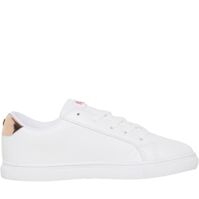 Pineapple Junior Girls Gold Heart Cupsole Lace Up Trainers White/Gold - Image 5