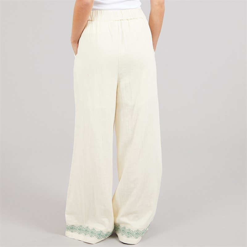 Native Youth Womens Embroidered Wide Leg Trousers Stone - Image 2