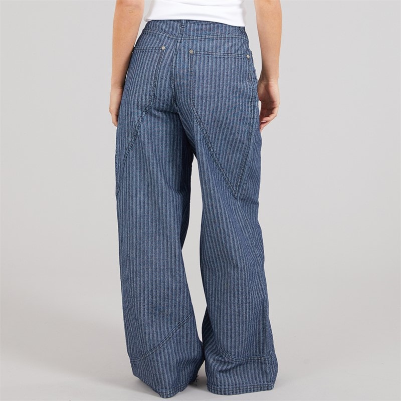 Native Youth Womens Stripe Wide Leg Jeans Blue - Image 2