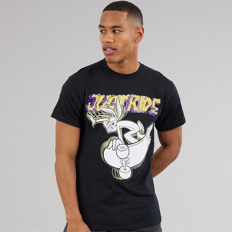 LOONEY TUNES Mens Skateboard T-Shirt Black - Image 1