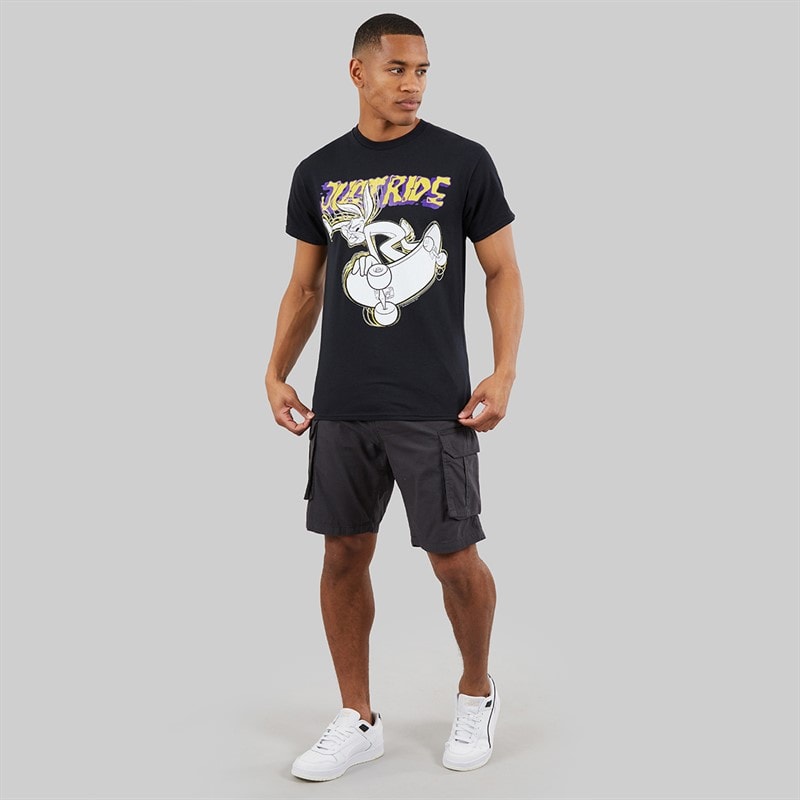 LOONEY TUNES Mens Skateboard T-Shirt Black - Image 3