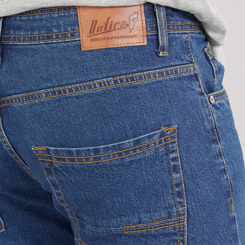 Onfire Mens Stretch Denim Straight Leg Jeans Mid Wash - Image 3