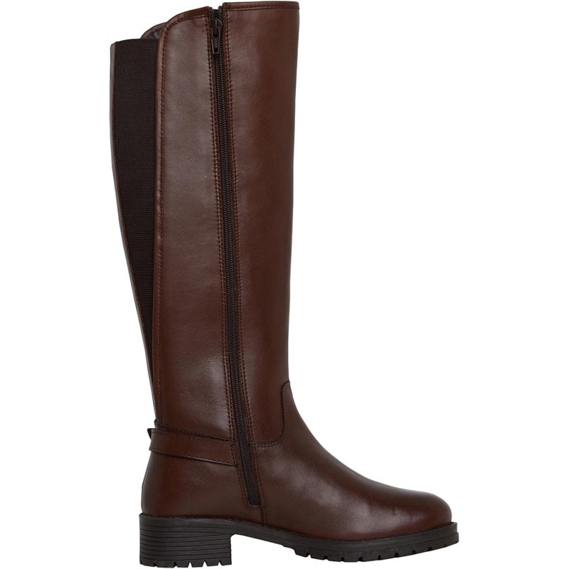 Onfire Womens Knee Length Leather Boots Brown - Image 4