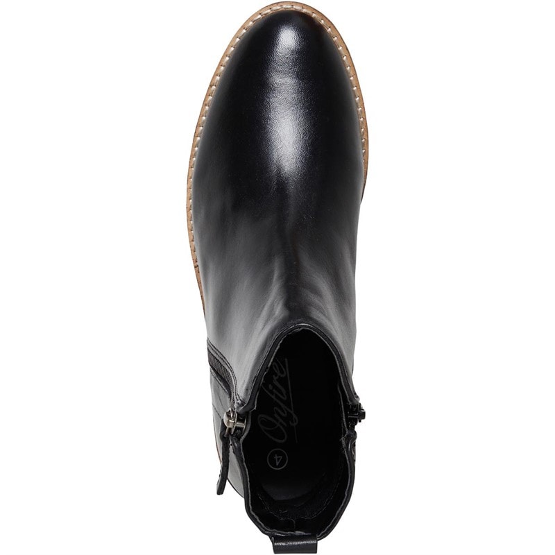 Onfire Womens Leather Wedge Boot Black - Image 4