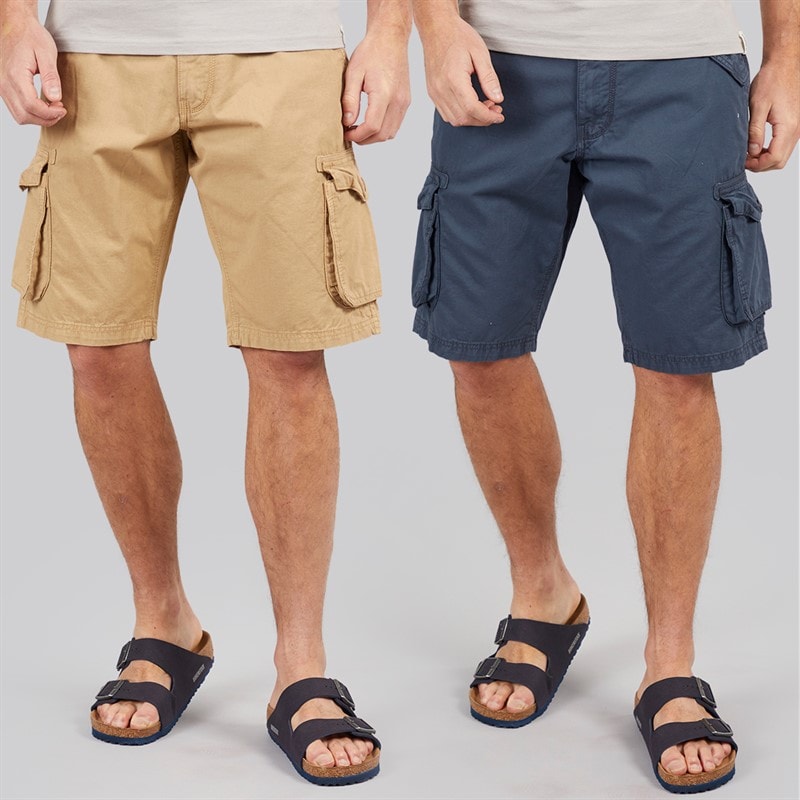 Onfire Mens Two Pack Cargo Shorts Blue/Stone