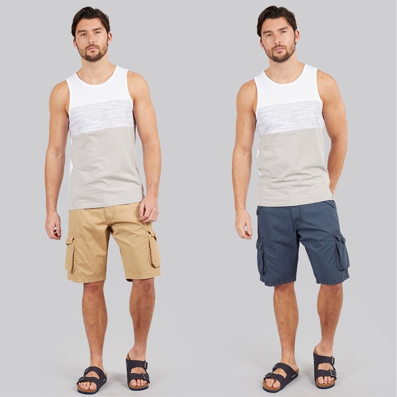 Onfire Mens Two Pack Cargo Shorts Blue/Stone - Image 4
