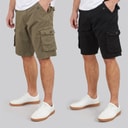 Onfire Mens Two Pack Cargo Shorts Black/Khaki