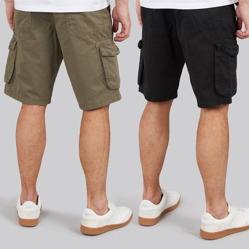 Onfire Mens Two Pack Cargo Shorts Black/Khaki - Image 2