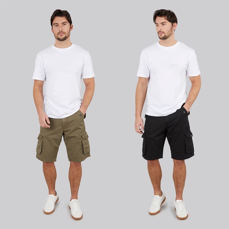 Onfire Mens Two Pack Cargo Shorts Black/Khaki - Image 5