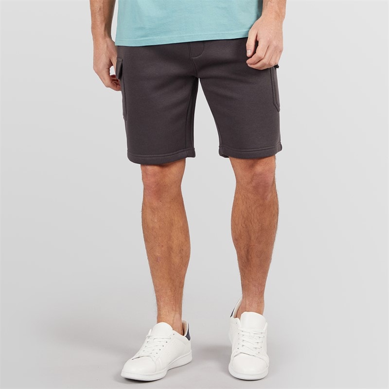 Onfire Mens Fleece Cargo Shorts Charcoal