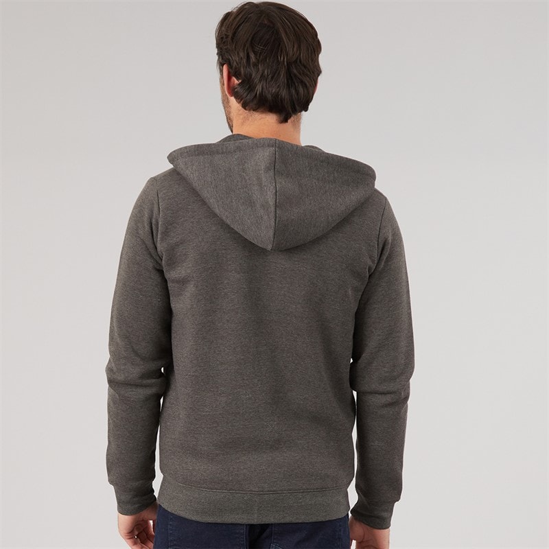 Onfire Mens Zip Through Fleece Hoodie Charcoal Marl - Image 2