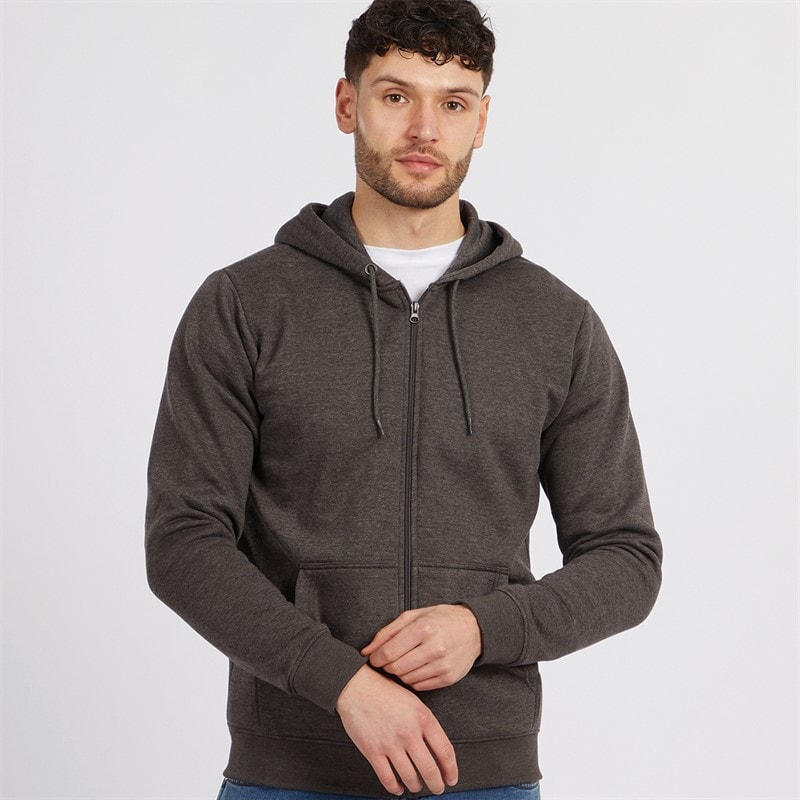 Onfire Mens Zip Through Fleece Hoodie Charcoal Marl - Image 3
