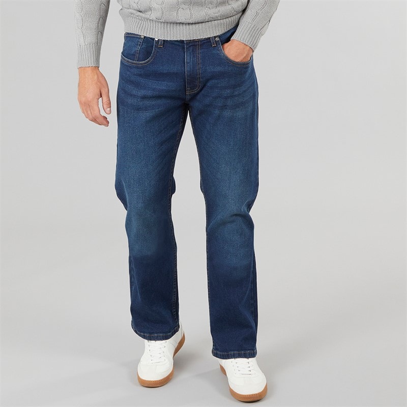 Onfire Mens Bootcut Denim Jeans Dark Wash