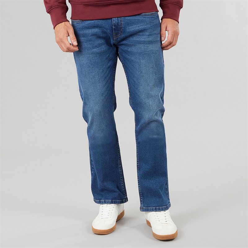 Onfire Mens Bootcut Denim Jeans Mid Wash - Image 1