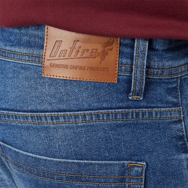 Onfire Mens Bootcut Denim Jeans Mid Wash - Image 3