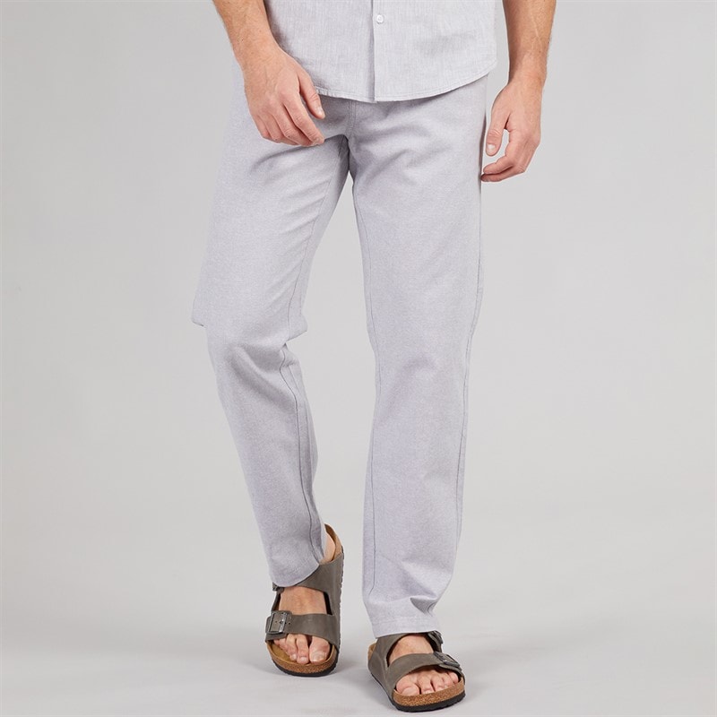 Onfire Mens Linen Trousers Mid Grey Marl