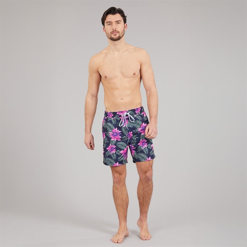 Onfire Mens Tropical Print Swim Shorts Navy/Multi - Image 3