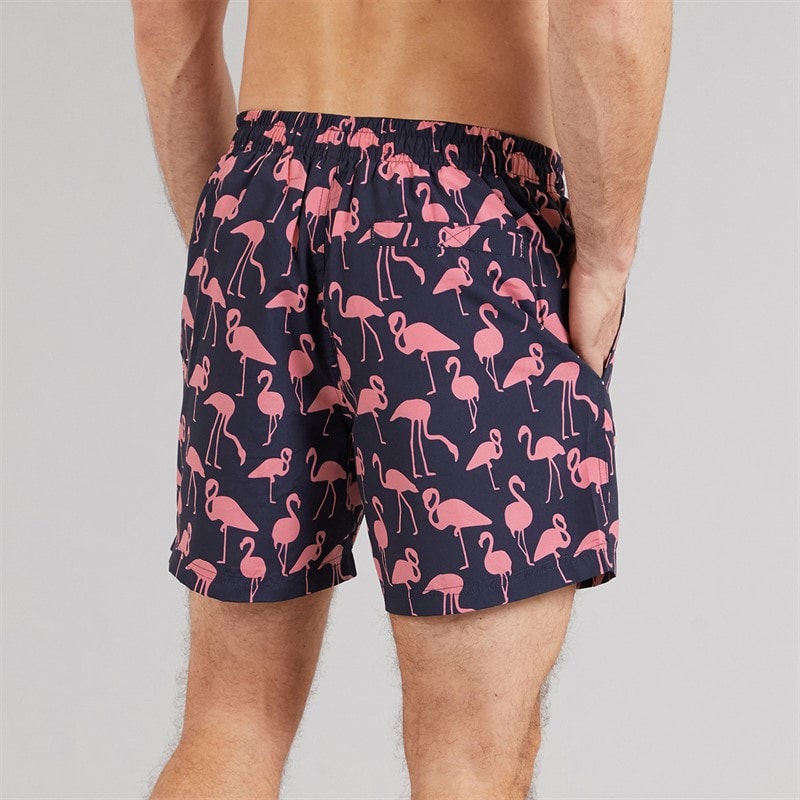 Onfire Mens Flamingo Print Swim Shorts Navy/Pink - Image 2