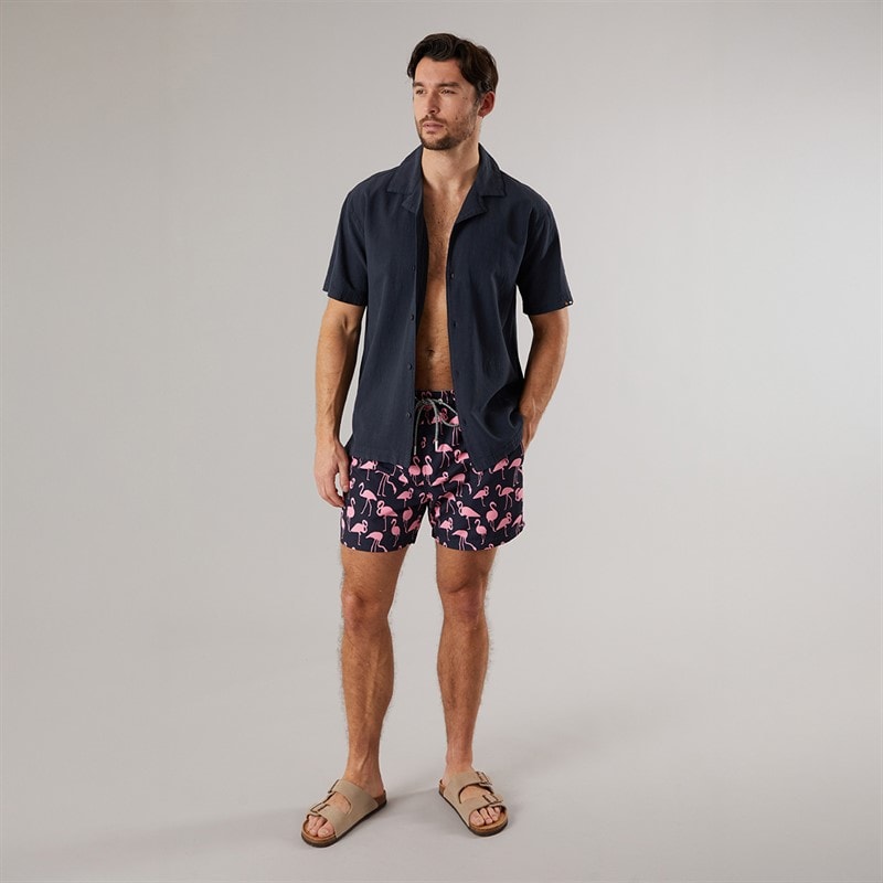 Onfire Mens Flamingo Print Swim Shorts Navy/Pink - Image 3
