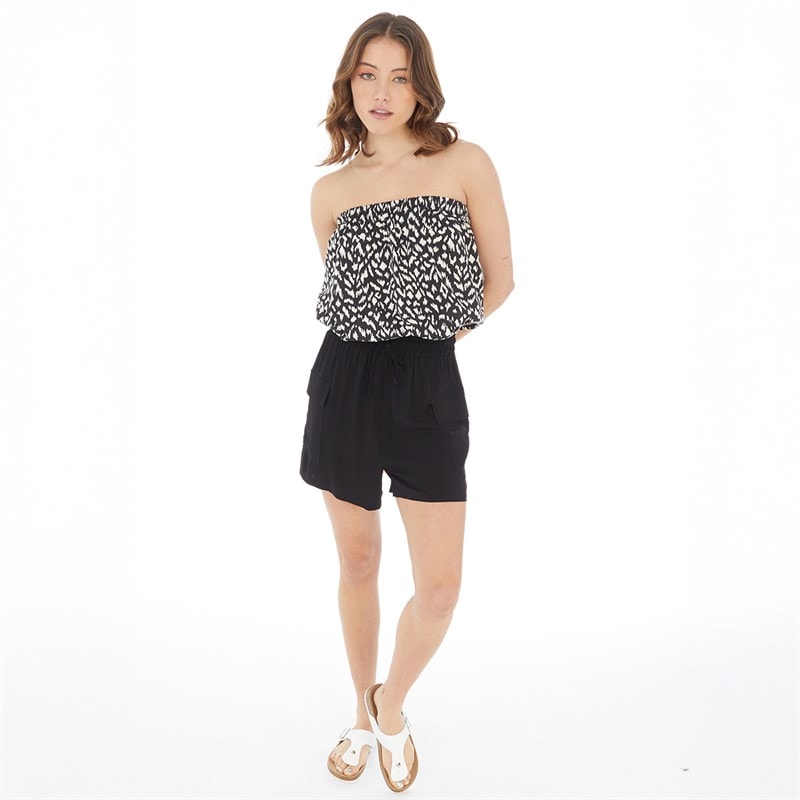 Onfire Womens Viscose Cargo Shorts Black - Image 4