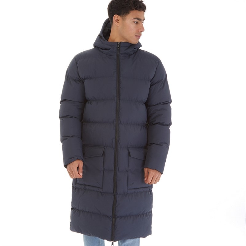 Onfire Mens Longline Hooded Puffer Coat Navy - Image 3