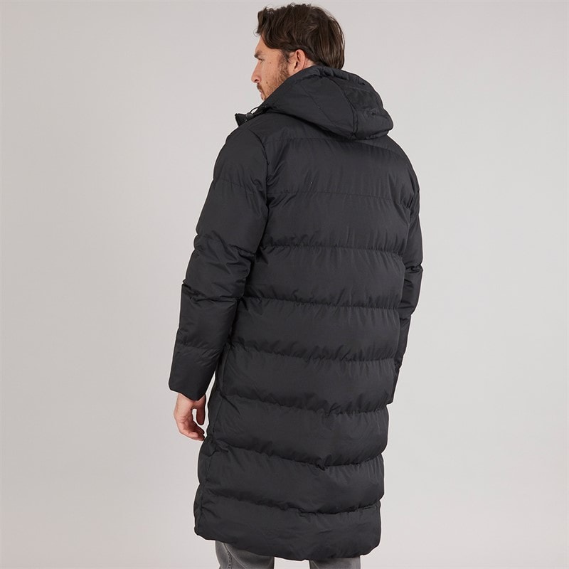 Onfire Mens Longline Hooded Puffer Coat Black - Image 2