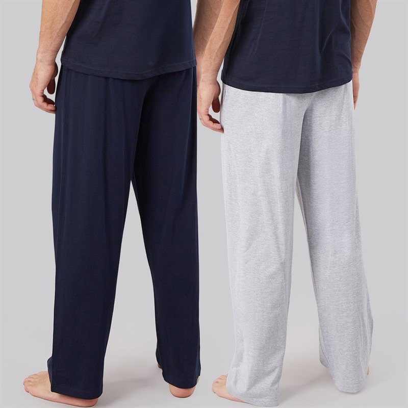 Onfire Mens Two Pack Jersey Open Hem Lounge Trousers Grey Marl/Navy - Image 2