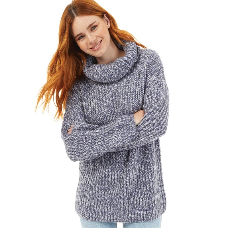 Onfire Womens Cowl Neck Sweater Blue - Image 1