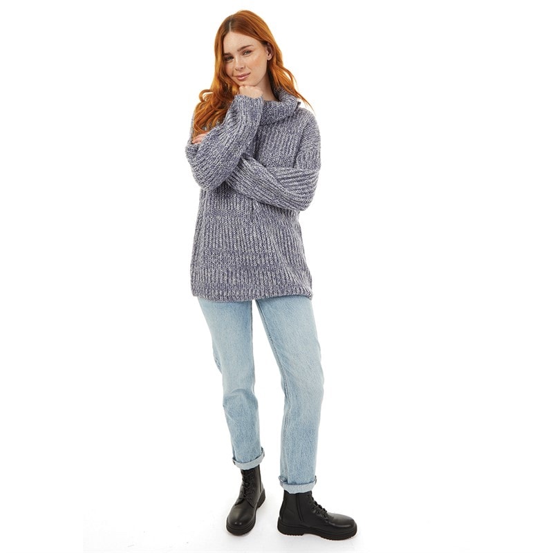 Onfire Womens Cowl Neck Sweater Blue - Image 4