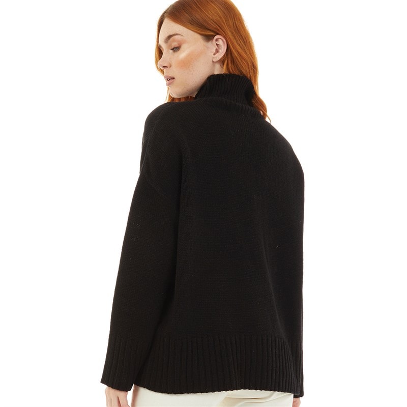 Onfire Womens Turtle Neck Longline Sweater Black - Image 2