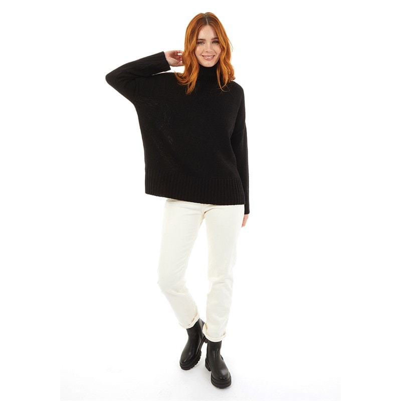 Onfire Womens Turtle Neck Longline Sweater Black - Image 3