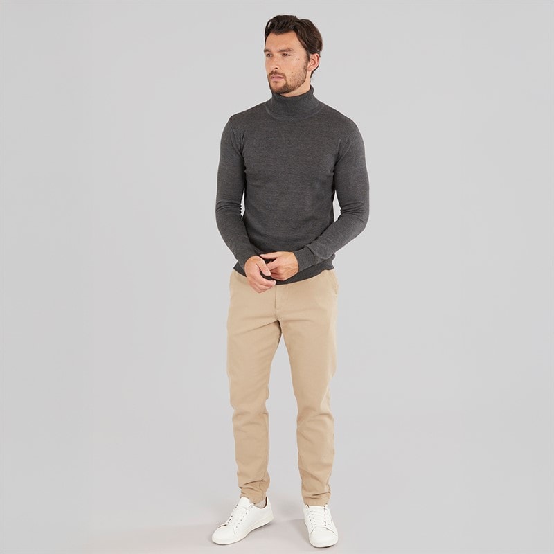 Onfire Mens Roll Neck Sweater Charcoal Marl - Image 3